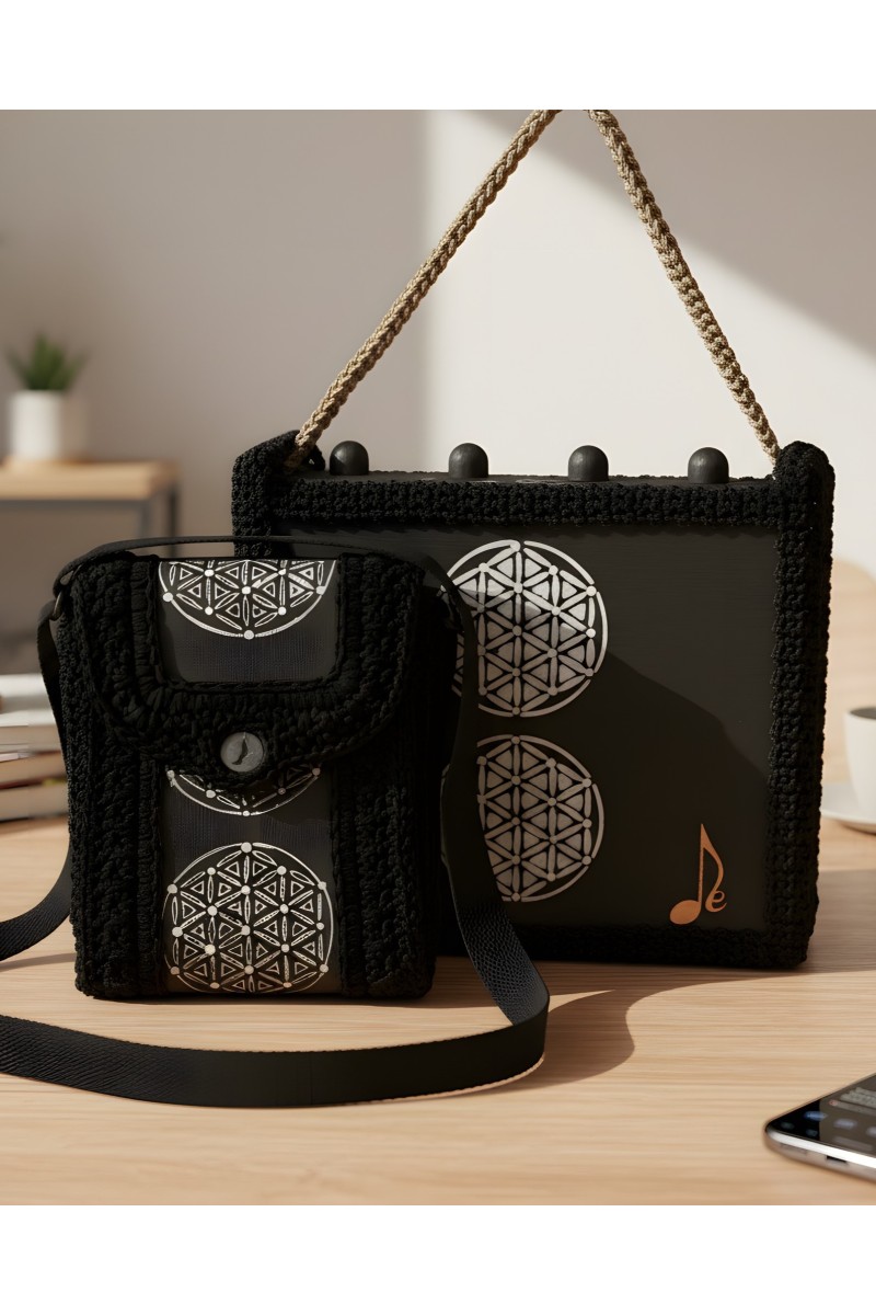 Artisan bag Erytheia with hand-painted packaging wooden box