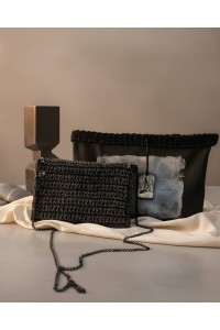 Handmade straw bag - black