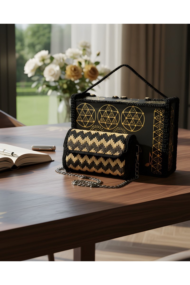 Side view of handmade embroidered bag