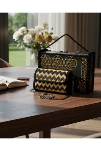 Side view of handmade embroidered bag