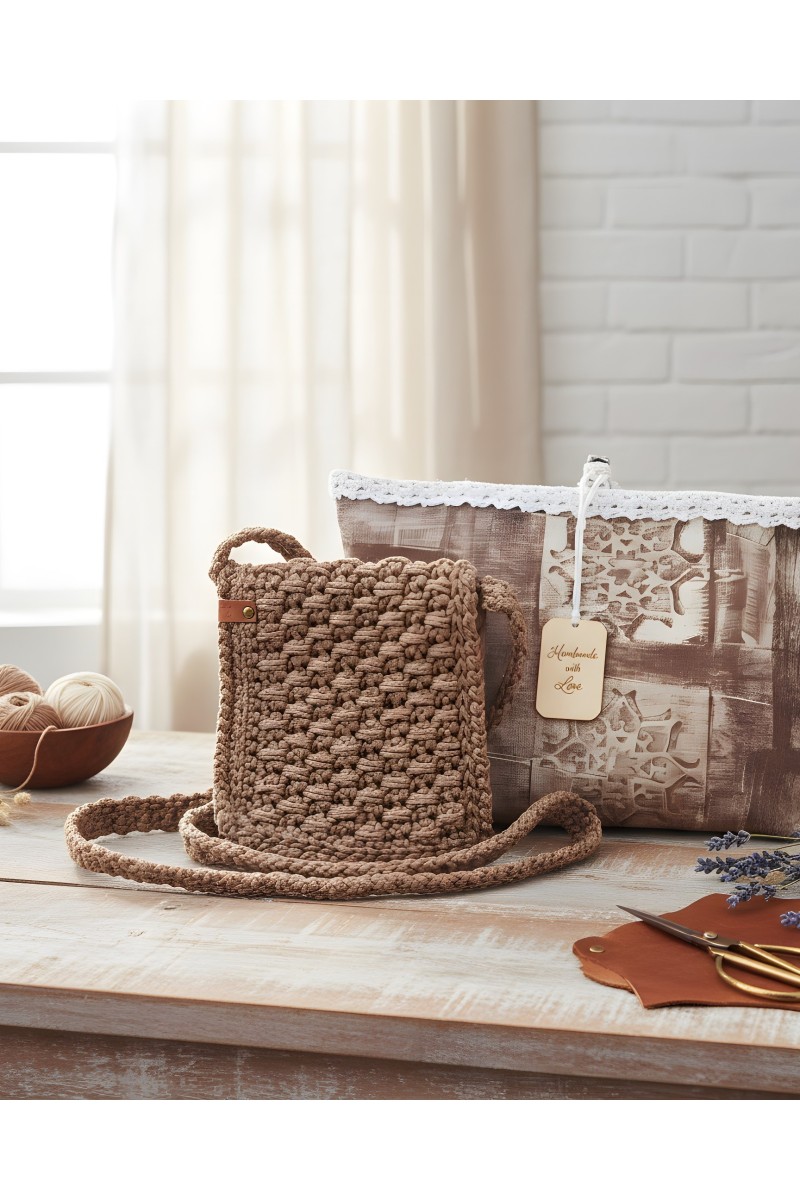 Mocha Handmade Crochet Crossbody Bag | Grace Note