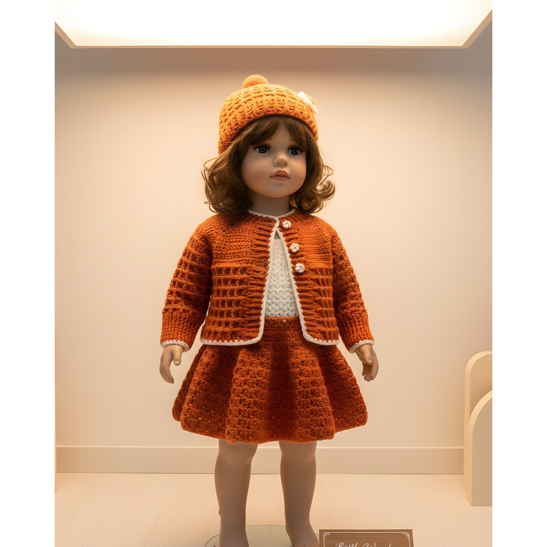 Handmade crocheted - knitted baby set in terracotta color | Gracenote