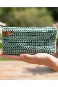 Menta Handmade Crochet Wallet in mint green front view by Grace Note Made in Greece