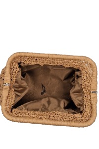 Close-up of handmade clutch bag texture and craftsmanship