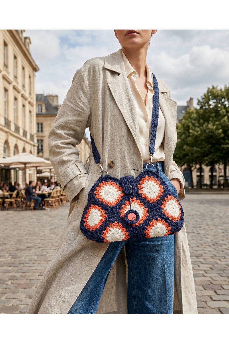Chrysanthemum Handmade Crochet Granny Square Bag | Grace Note