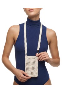 Handmade crocheted mobile phone - white