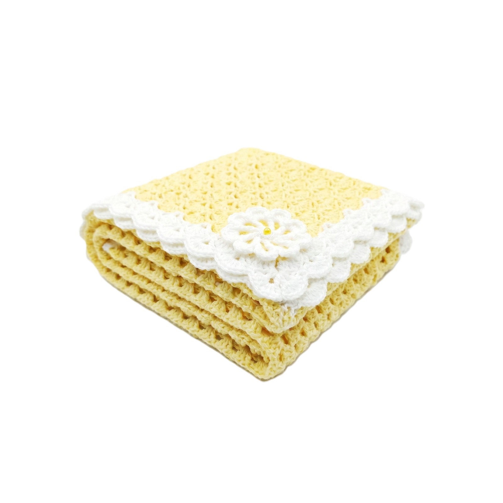 Handmade crocheted blanket in yellow color | Gracenote