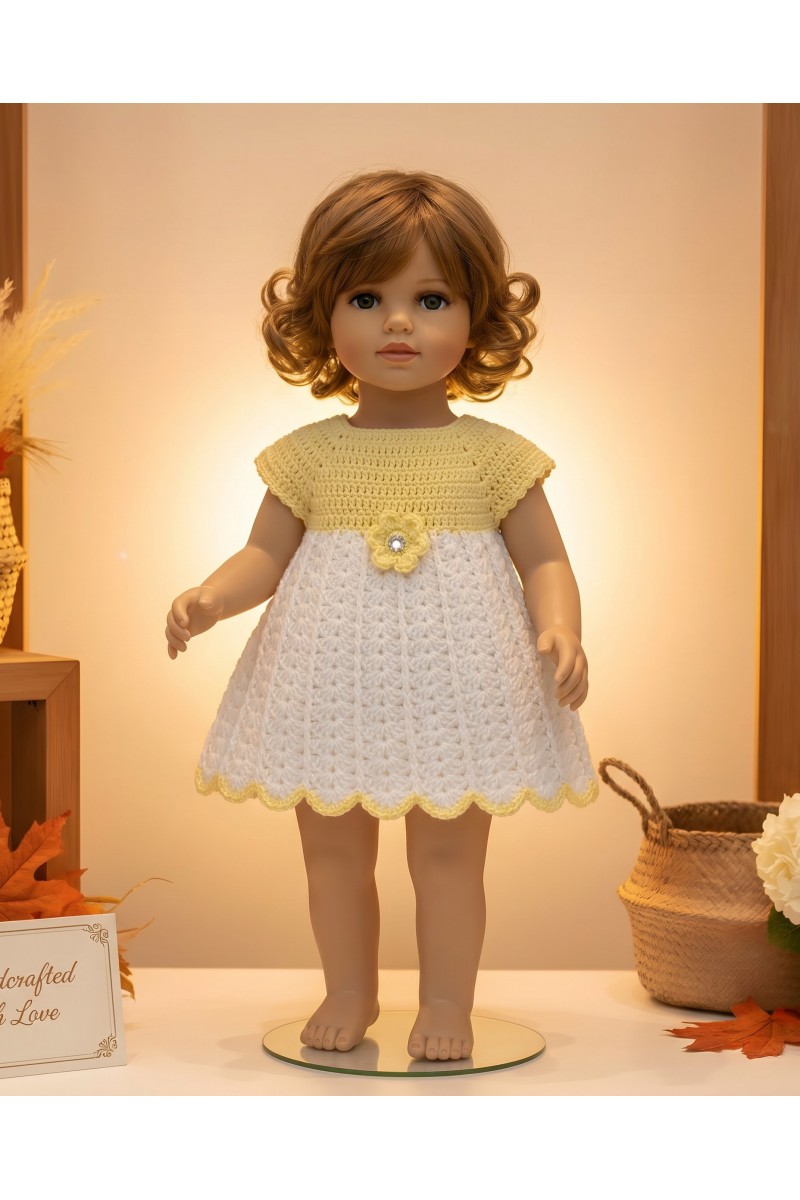 Handmade crocheted baby dress in yellow | Gracenote