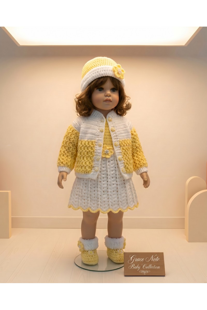 Handmade crocheted cardigan in a yellow color | Gracenote