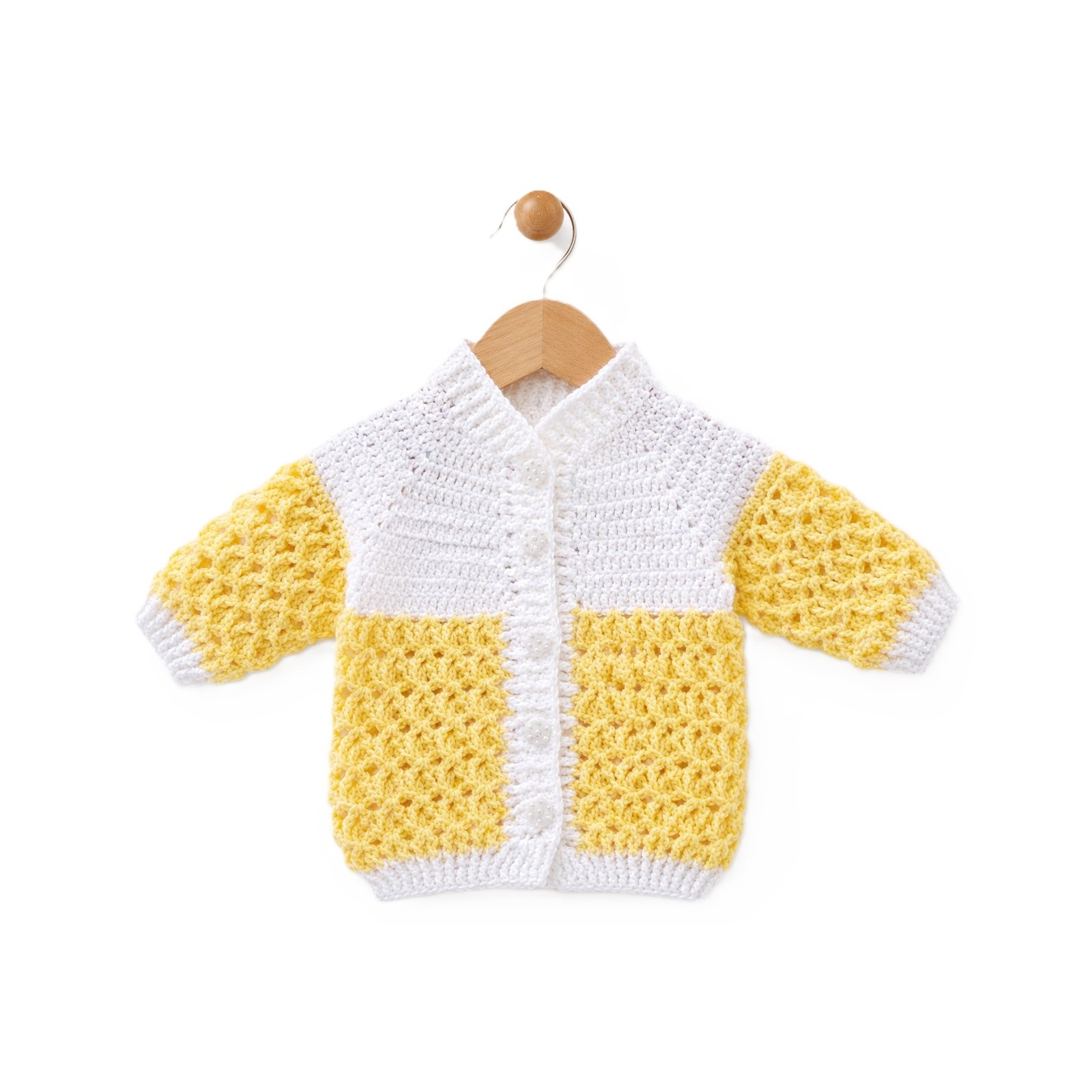 Handmade crocheted cardigan in a yellow color | Gracenote