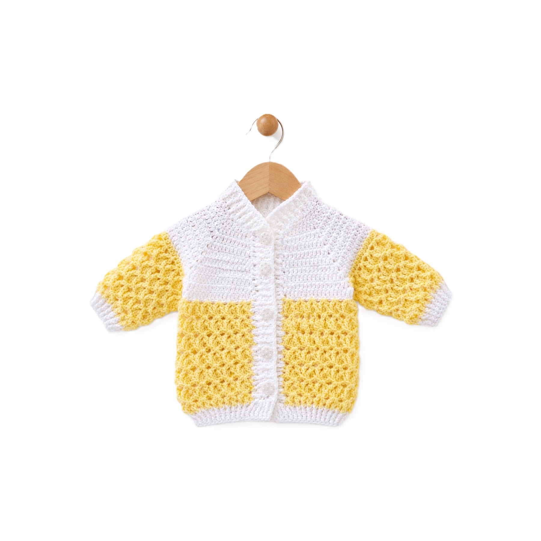 Handmade crocheted cardigan in a yellow color | Gracenote