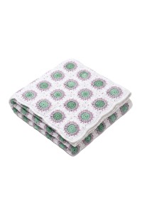 Handmade crocheted baby blanket in mint  green & lilac color
