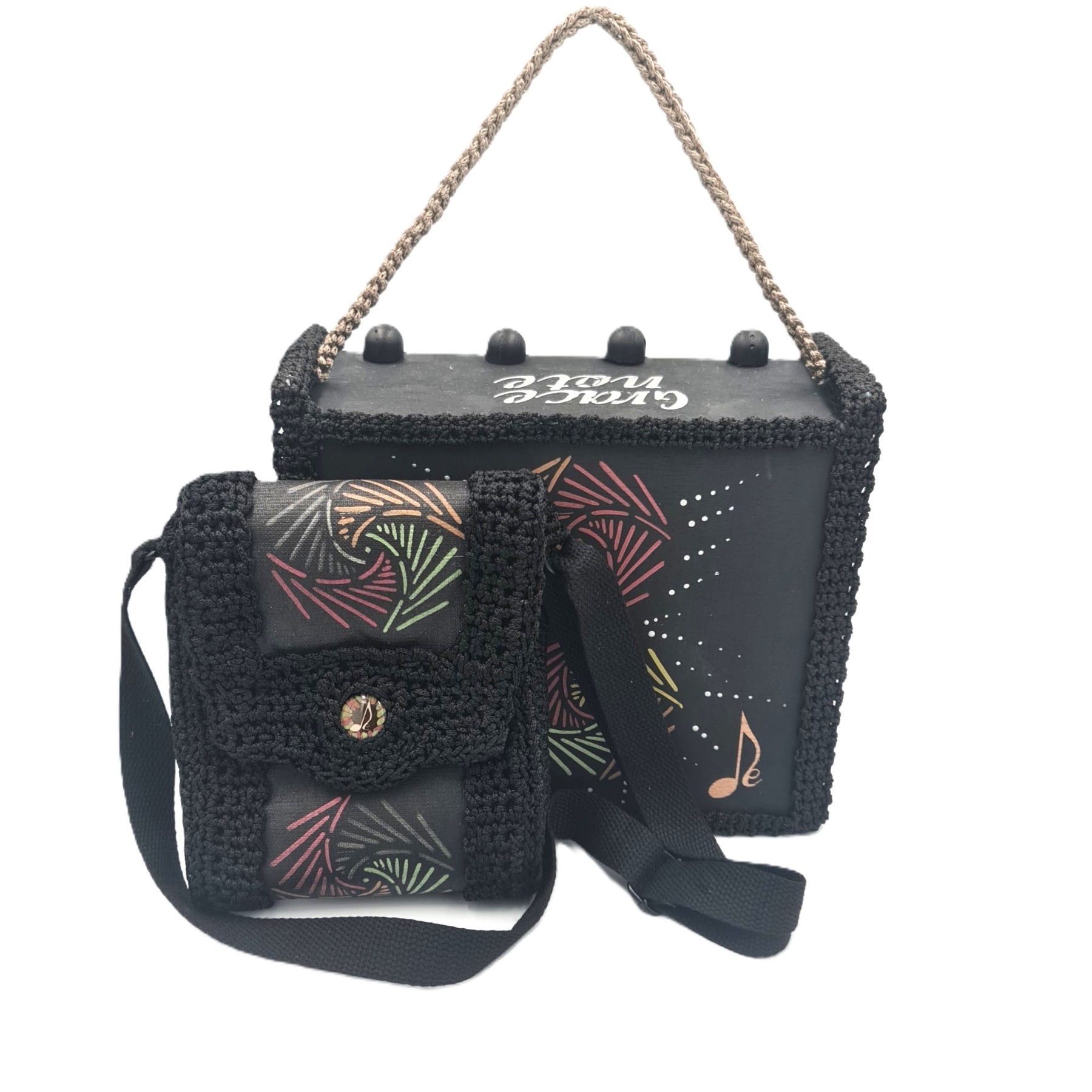 Theisoa handcrafted painted art bag inspired by Greek Mythology