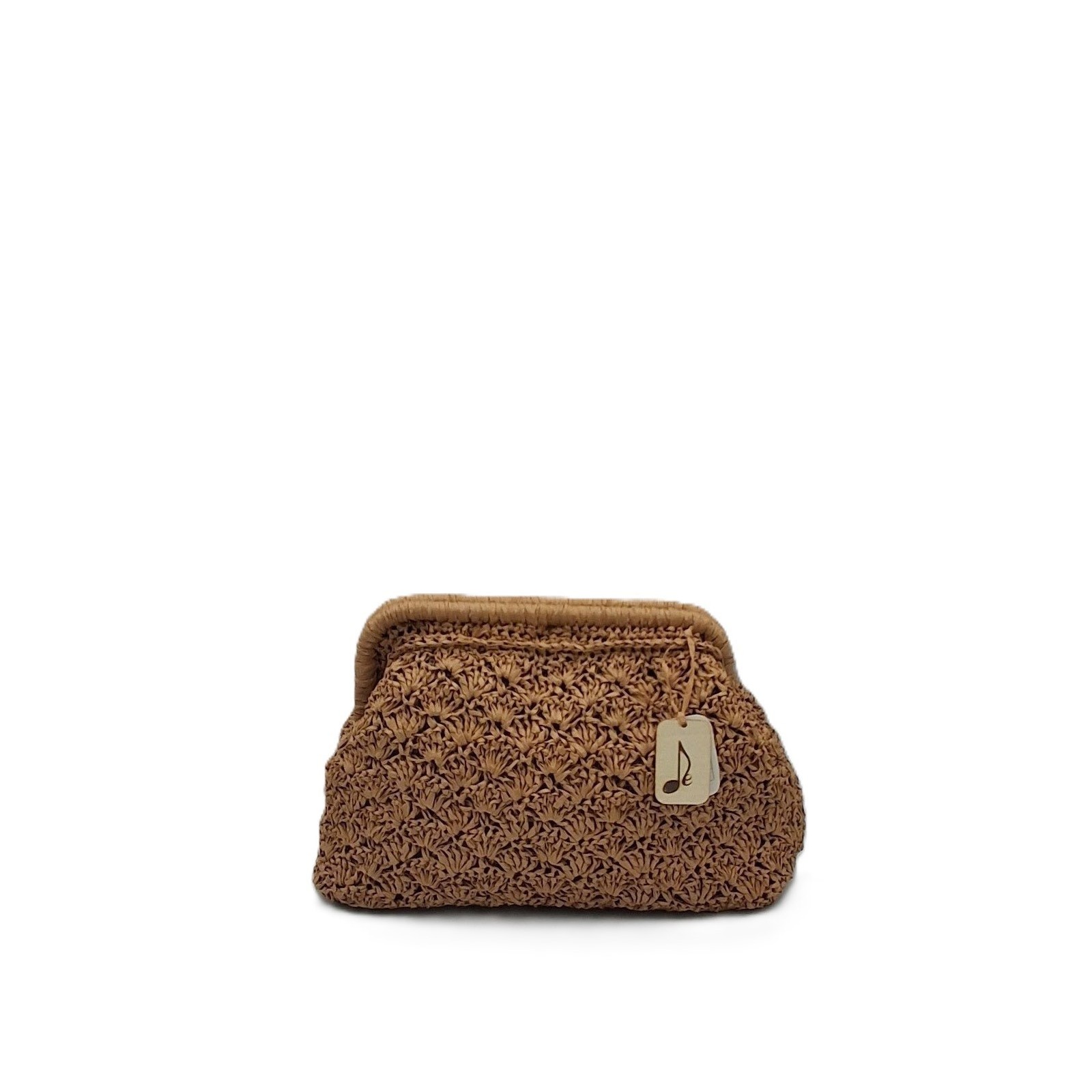 Χειροποίητη clutch τσάντα σε μπροστινή όψη με κομψό καλοκαιρινό σχεδιασμό