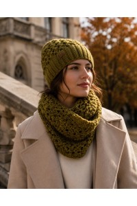 Olive green crochet winter set