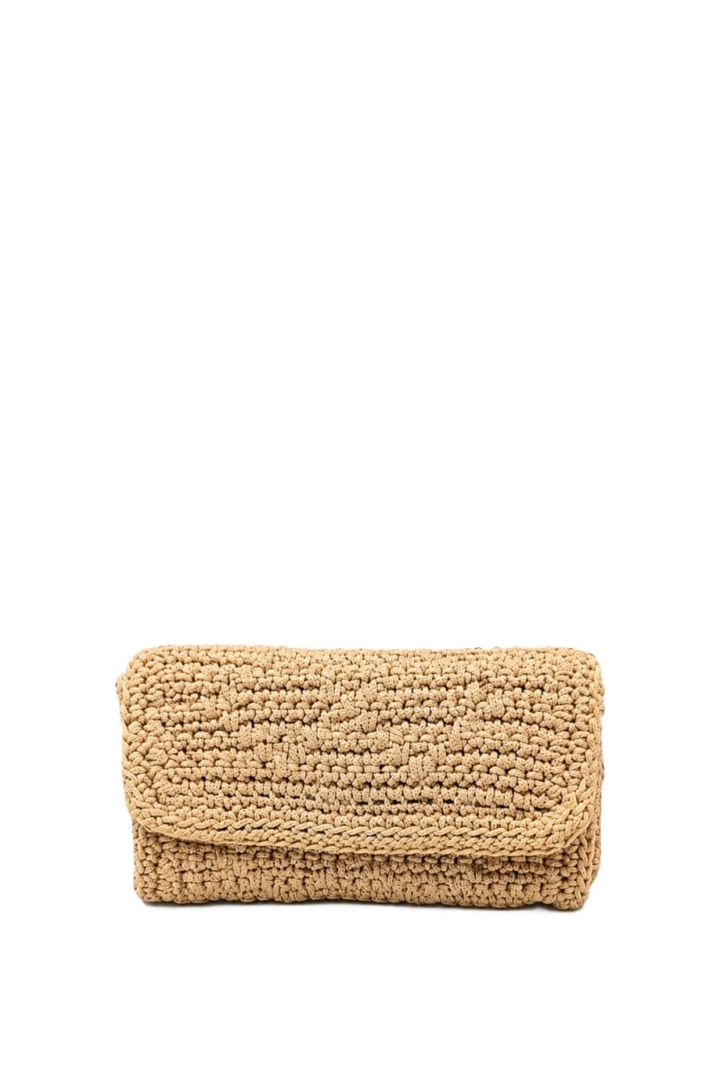 Sempreviva handmade crochet wallet in soft yellow