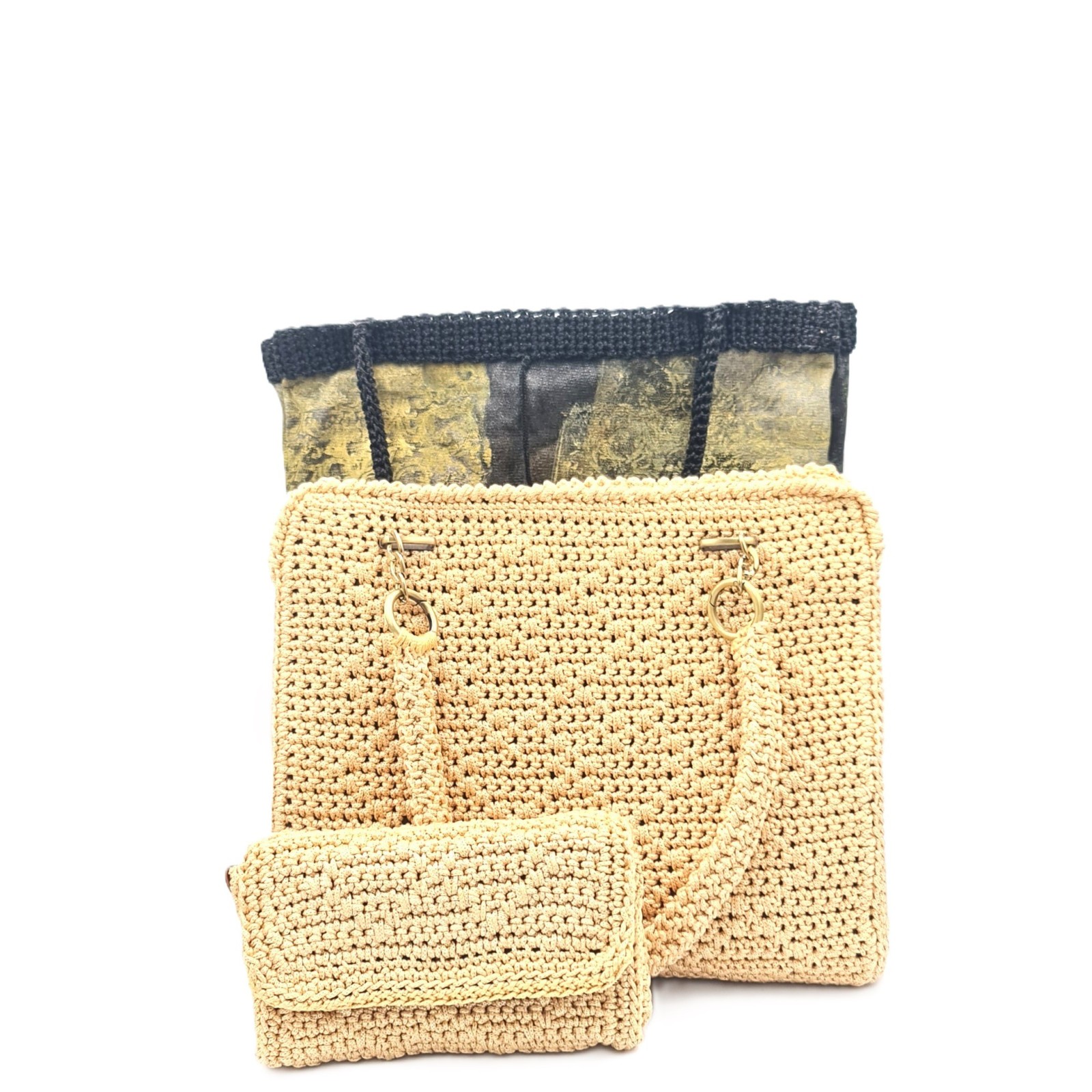 Sempreviva set with bag, wallet and fabric packaging bag