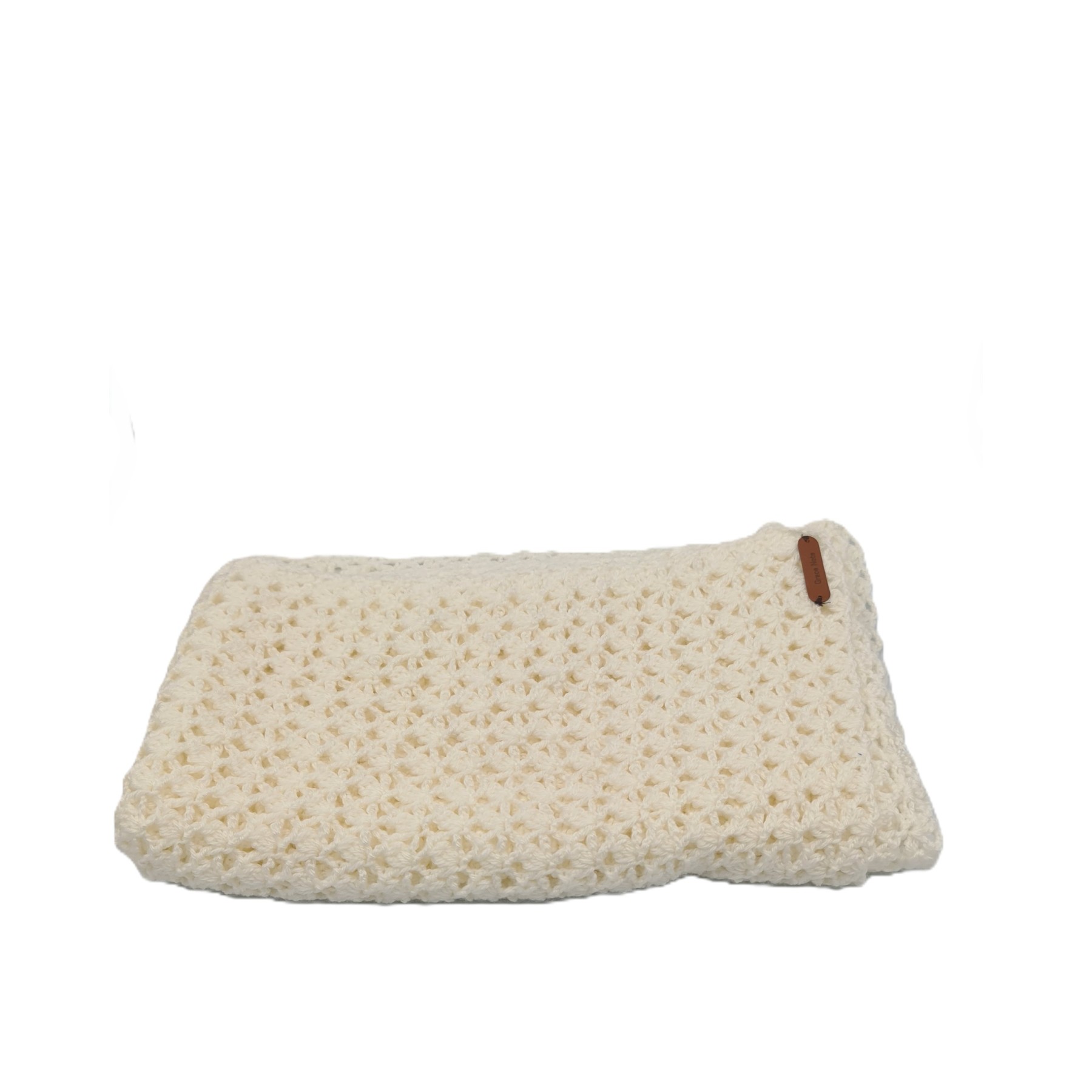Handmade crochet scarf in white color, crafted in Greece.