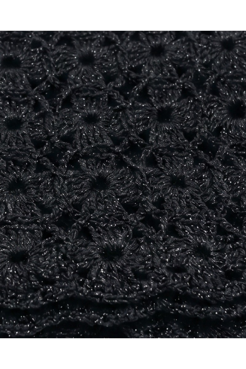Detail of a handmade crochet scarf in black, crafted in Greece