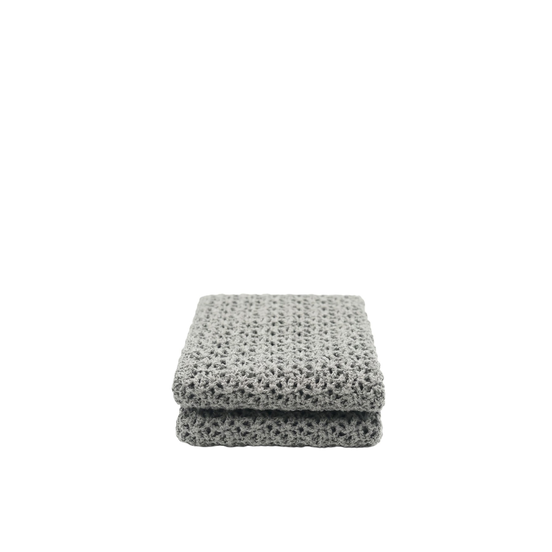 Handmade crochet scarf in light grey, crafted in Greece