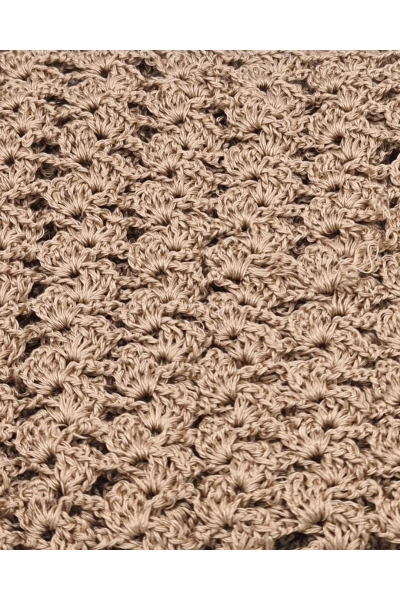 Beige Handmade Crochet Shawl Detail