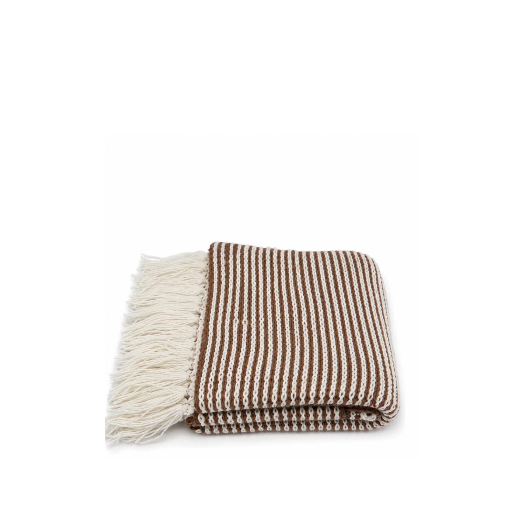 Brown Cream Handmade Crochet Scarf with Fringe