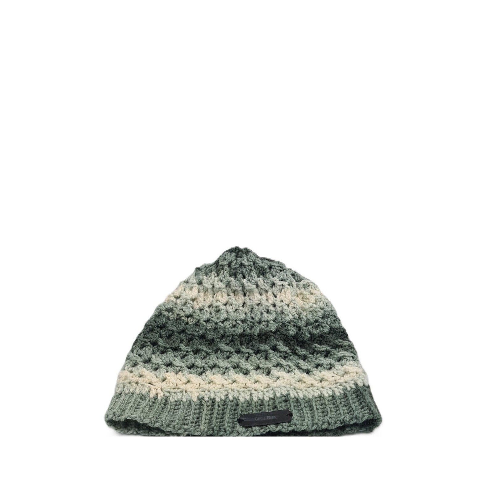 Handmade Crochet Beanie Sage Green Cream