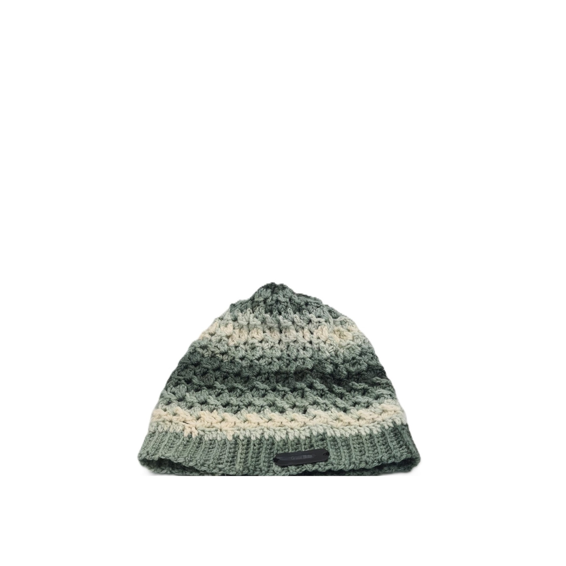 Handmade Crochet Beanie Sage Green Cream