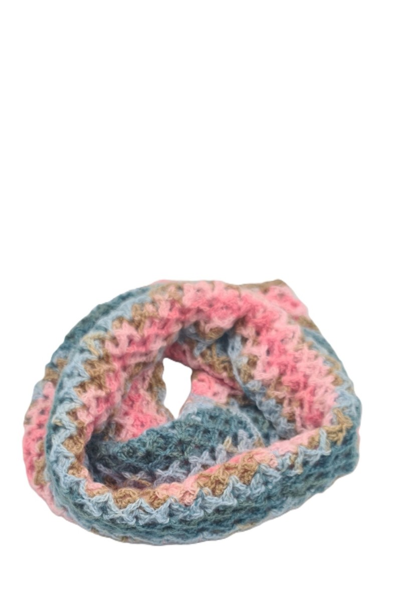 Handmade crochet neck warmer in pink and blue shades