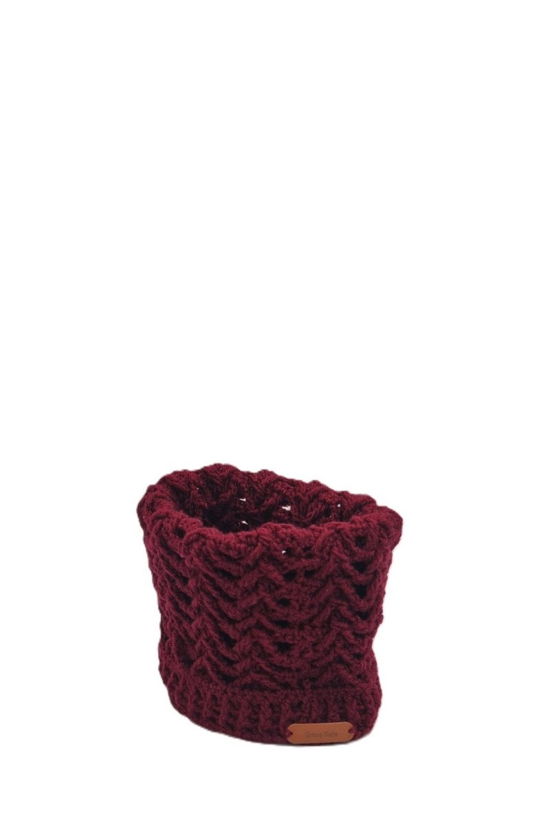 Handmade crochet neck warmer in burgundy color made in Greece