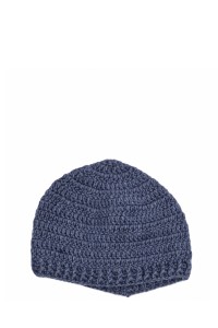 Handmade crochet beanie in blue tone with textured stitch pattern