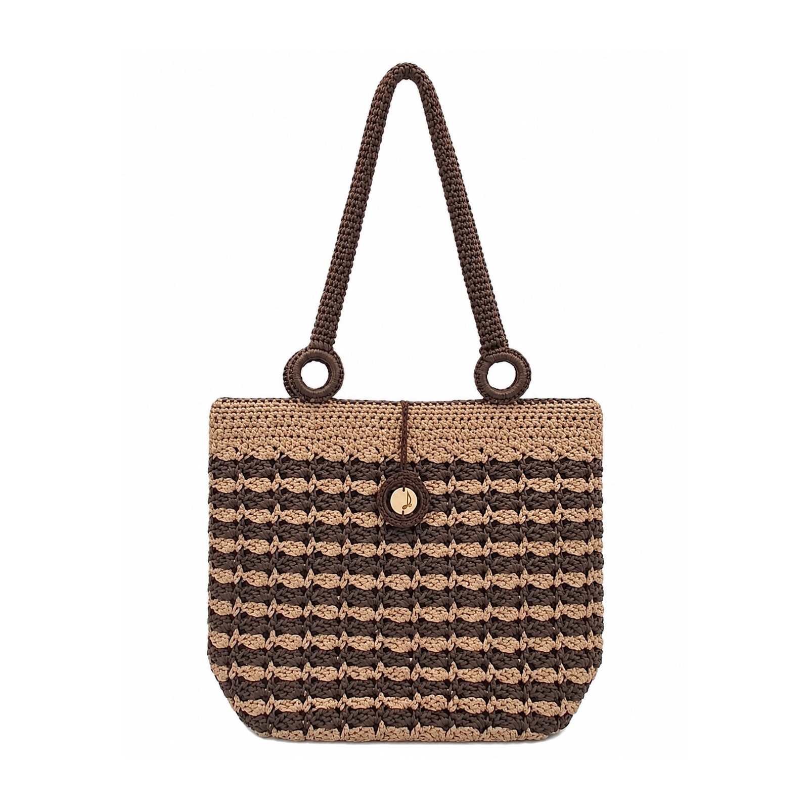 Petra handmade crochet tote bag in beige and brown by Grace Note