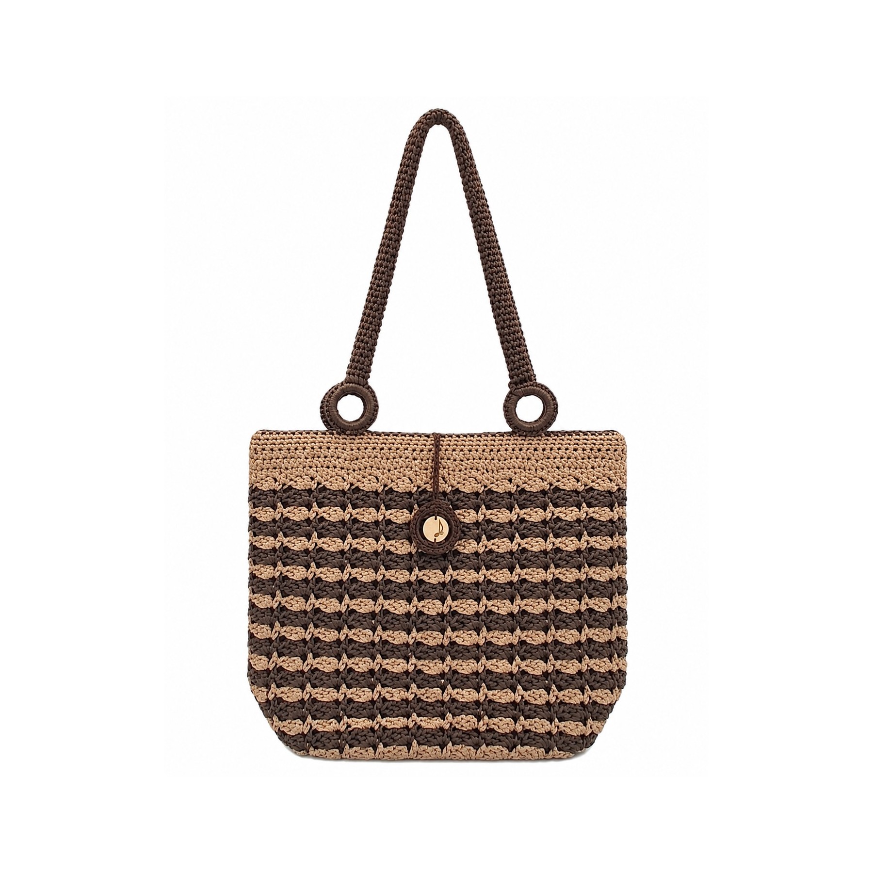 Petra handmade crochet tote bag in beige and brown by Grace Note