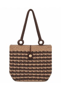 Petra handmade crochet tote bag in beige and brown by Grace Note