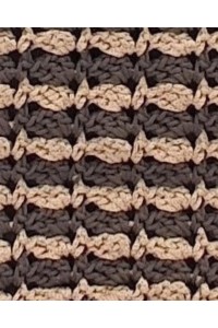 Crochet stitch detail of Petra handmade tote bag in beige and brown