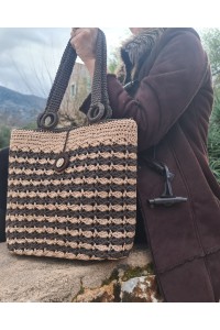 Petra artisan crochet bag featuring textured two-tone stitch pattern