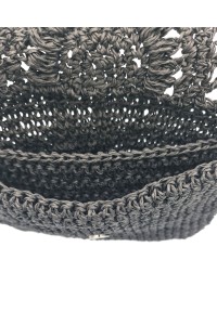 Interior detail of a black handmade crochet crossbody bag by Grace Note