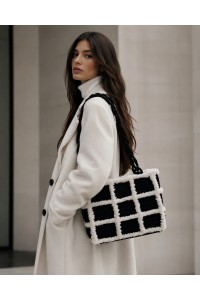 Artemis Black & White Handmade Crochet Tote Bag | Grace Note