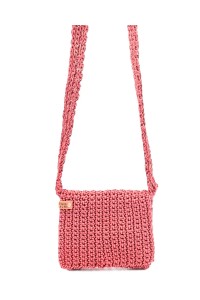 Front view of the Rosetta handmade crochet crossbody bag by Grace Note, handcrafted in Greece.