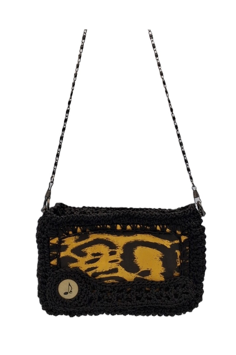 Icho Handmade Art Bag featuring hand-painted fabric and handcrafted crochet details by Grace Note