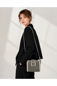Evryti Handmade Art Bag by Grace Note worn by a model, handcrafted in Greece.