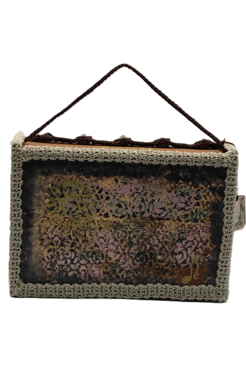 Hand-painted wooden presentation box for the Grace Note Thoosa Handmade Art Bag.