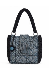Front view of the Azzura Handmade Crochet Shoulder Bag with elegant geometric crochet design by Grace Note.