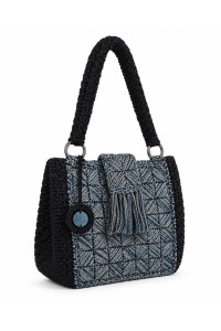 Side view of the Azzura Handmade Crochet Shoulder Bag highlighting its handcrafted crochet construction and elegant silhouette.