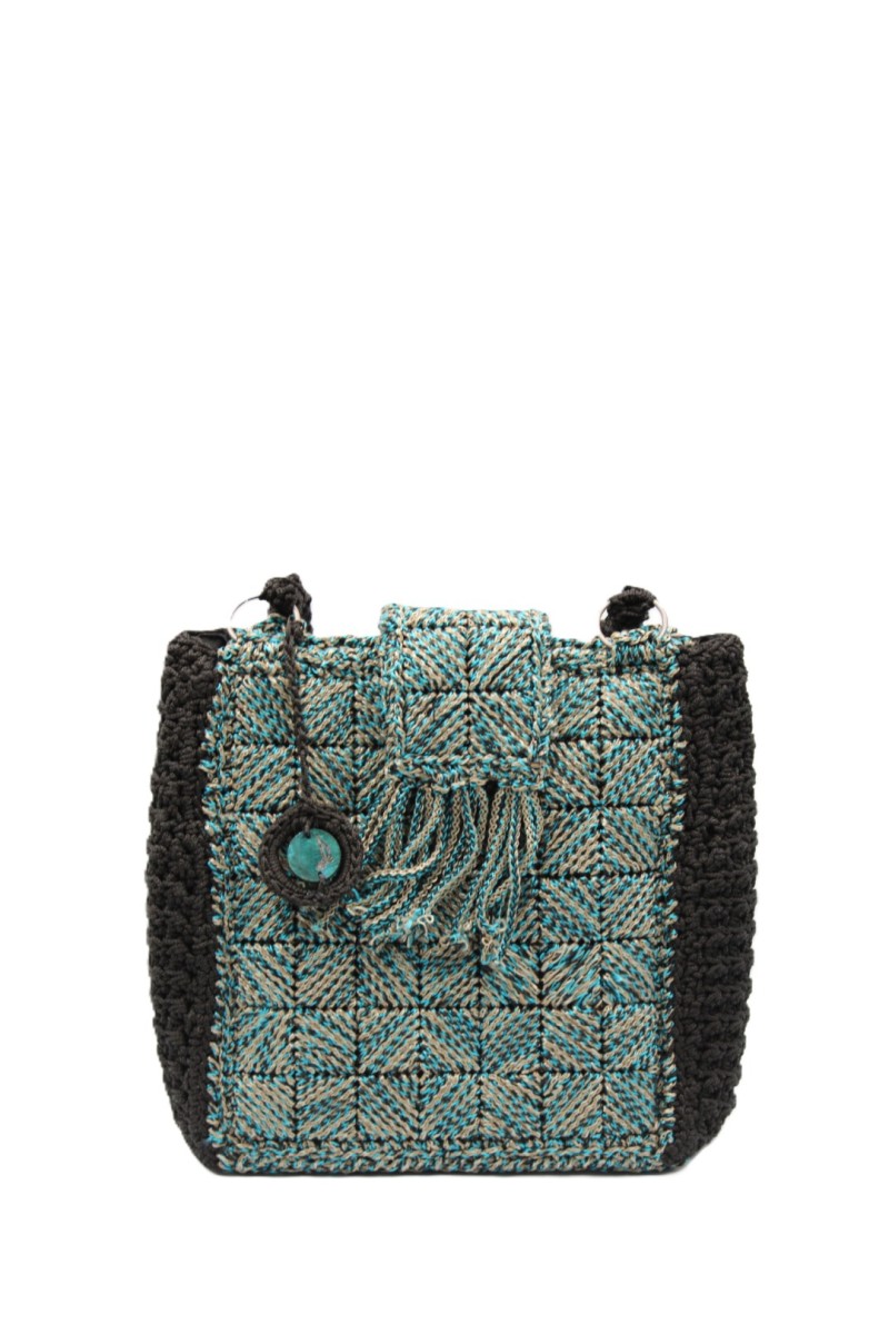 Front view of the Azzura Handmade Crochet Shoulder Bag on white background, handcrafted in Greece by Grace Note.