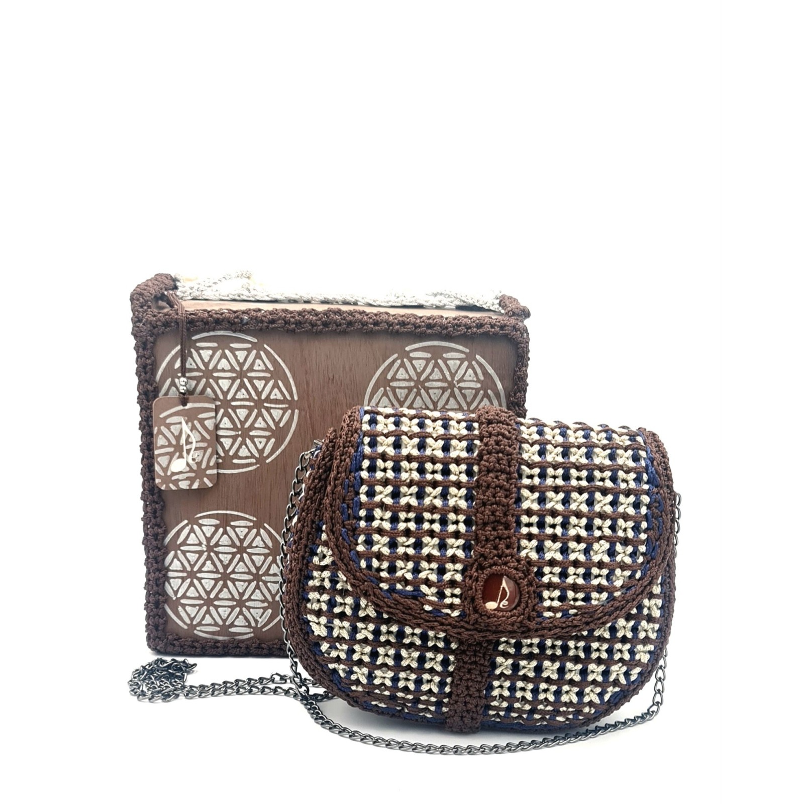 Alkinoe handmade embroidered bag in earthy tones inspired by balance and harmony