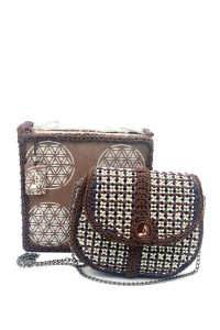 Alkinoe handmade embroidered bag in earthy tones inspired by balance and harmony