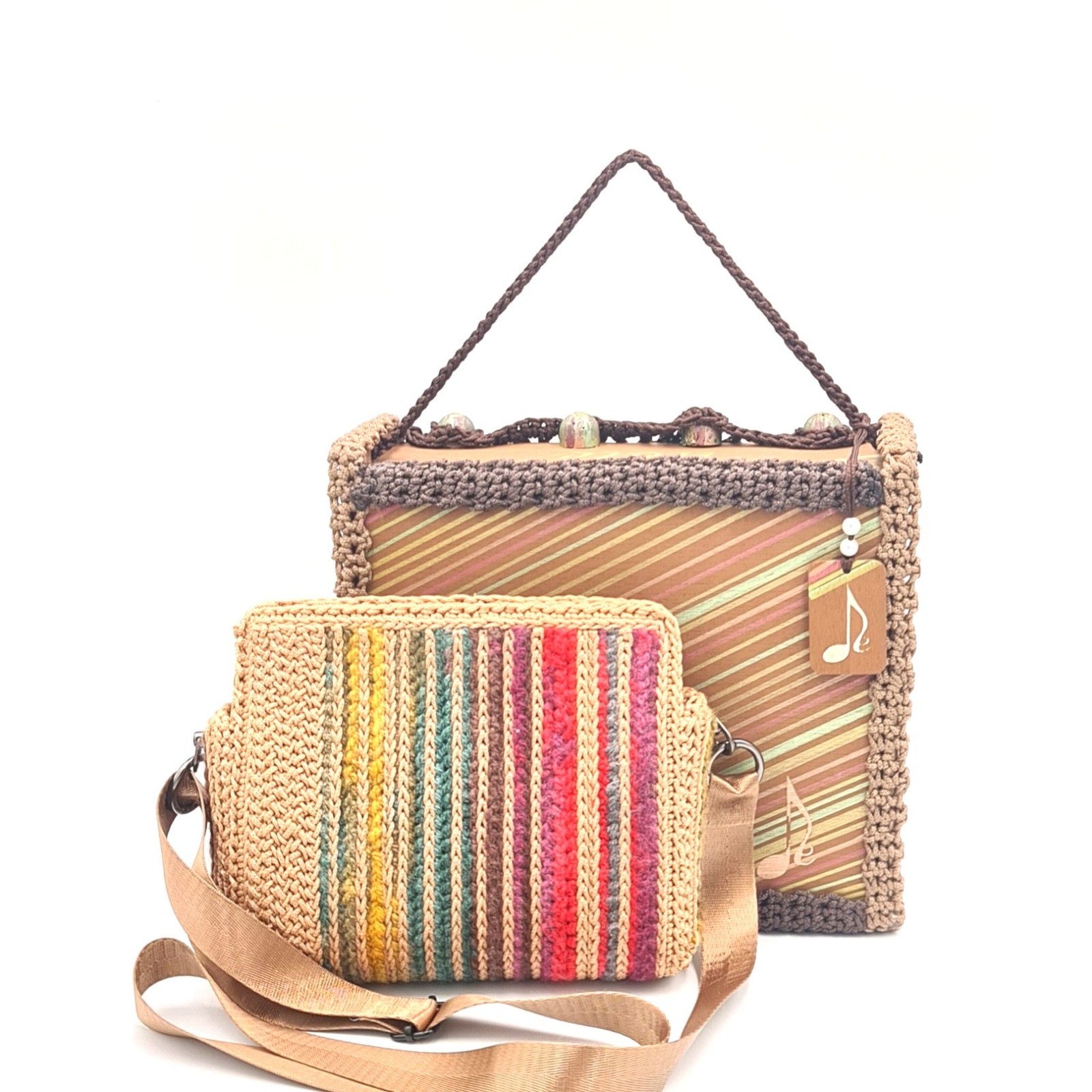 Endiida handmade art embroidered bag in earthy autumn tones