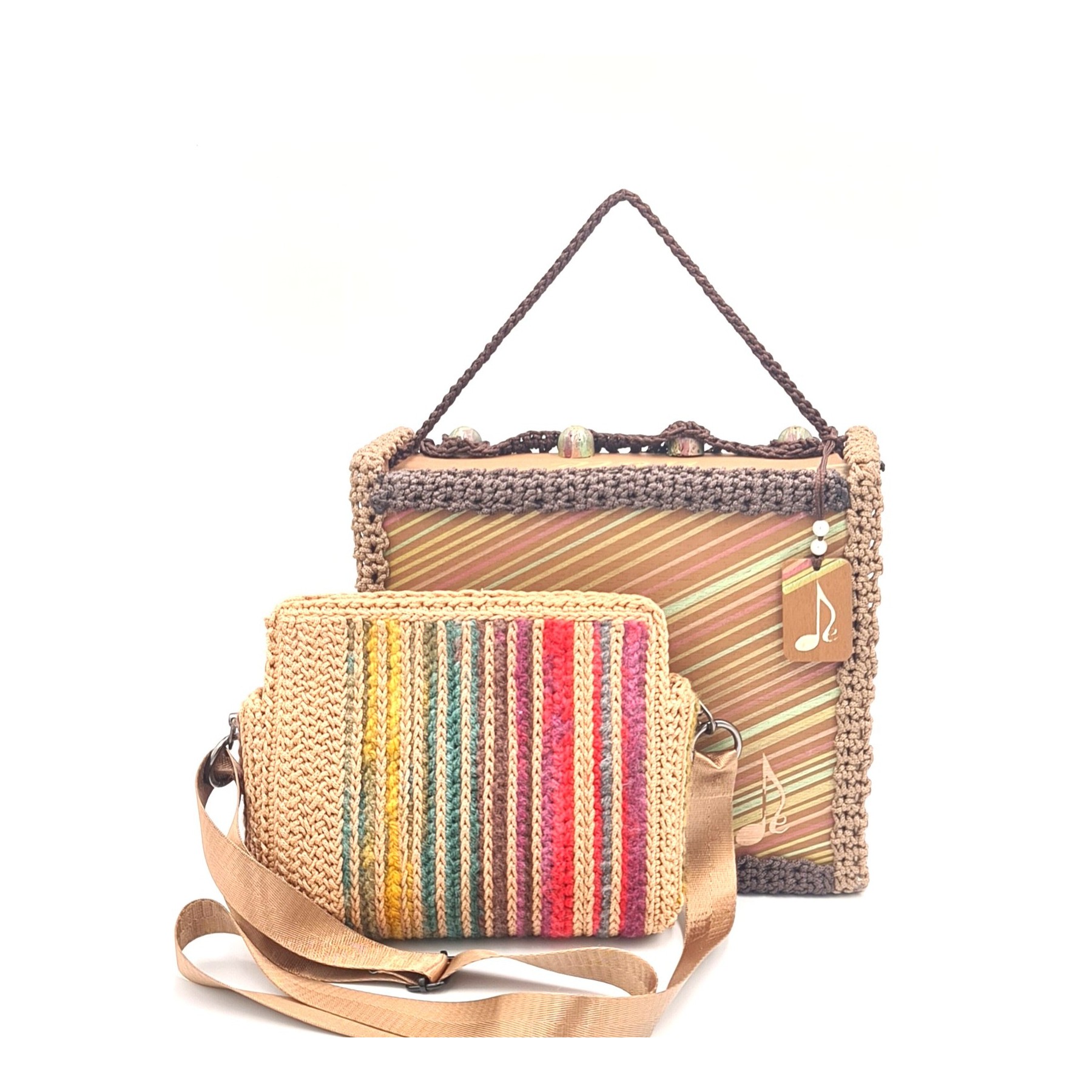 Endiida handmade art embroidered bag in earthy autumn tones