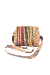 Front view of Endiida one of a kind embroidered bag with autumn- inspired colors